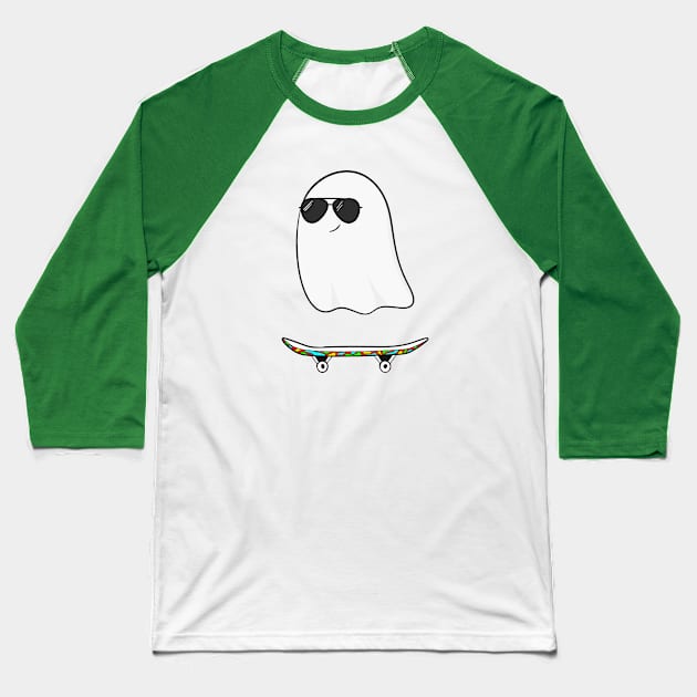 Skater Ghost Baseball T-Shirt by ShutterStudios